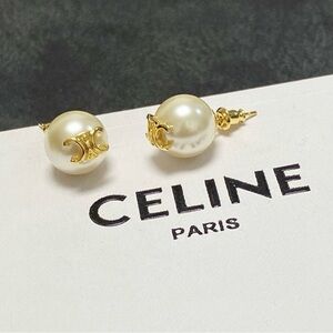 Celine Gold and Cream Pearl Earrings